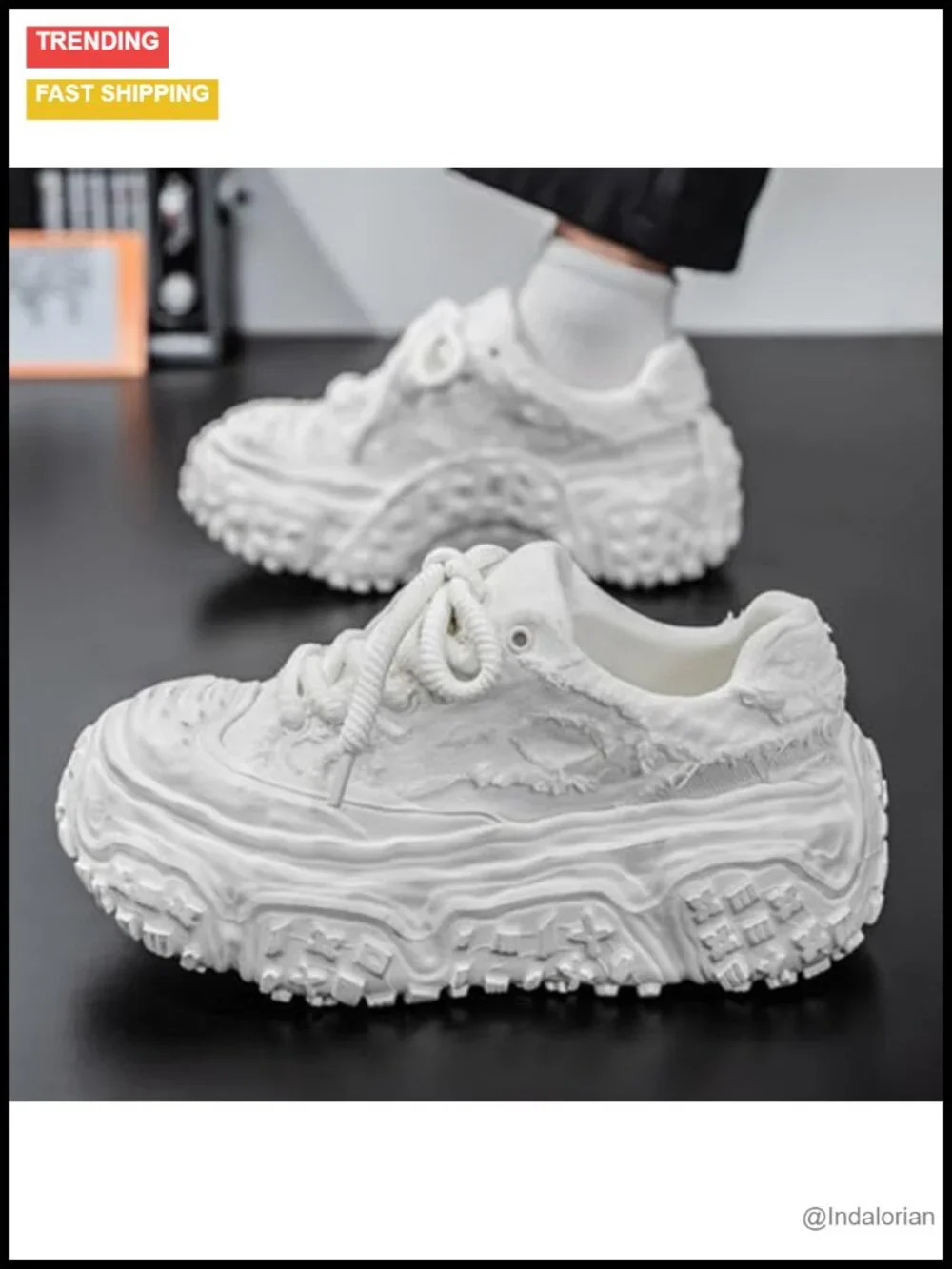 Men's Chunky Platform Fashion Sneakers Canvas Shoes Casual Walking Trendy